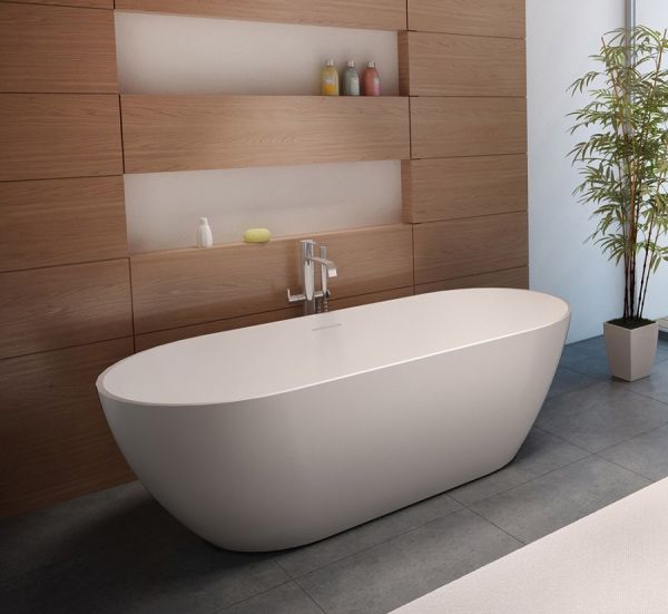 RIHO Solid Surface Bilbao freistehende Badewanne 170x80x55,5cm, weiß seidenmatt
