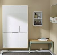 Vorschau: Burgbad Eqio Hochschrank mit 2 Türen und 1 Innenschublade weiß hochglanz, griff chrom, links HSBA035LF2009G0146 1