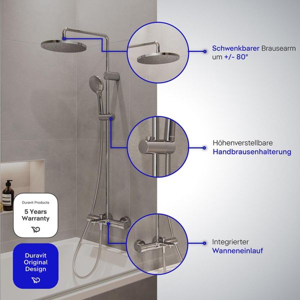 Duravit Shower Systems Duschsystem mit Wanneneinlauf, chrom