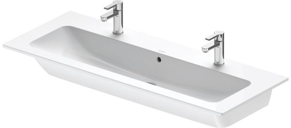 Duravit ME by Starck Waschtisch 123x49cm, 2 Hahnlöcher, mit Überlauf, WonderGliss, weiß 23611200241