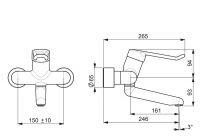 Vorschau: Hansa Hansamedipro Waschtisch-Einhand-Wandbatterie, Bügelhebel, 246mm, chrom