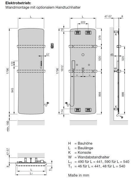 Zehnder Studio Folio Glass Heizkörper, Betrieb rein elektrisch