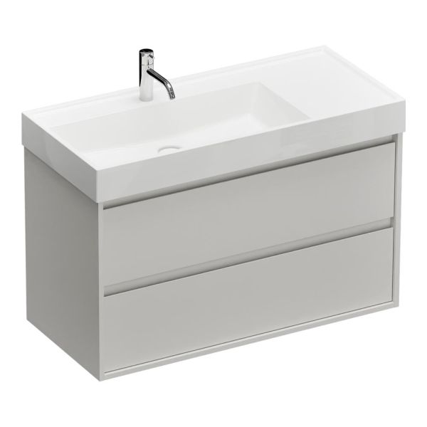 Burgbad Devio Mineralguss-Waschtisch 100cm mit Unterschrank, 2 Auszüge