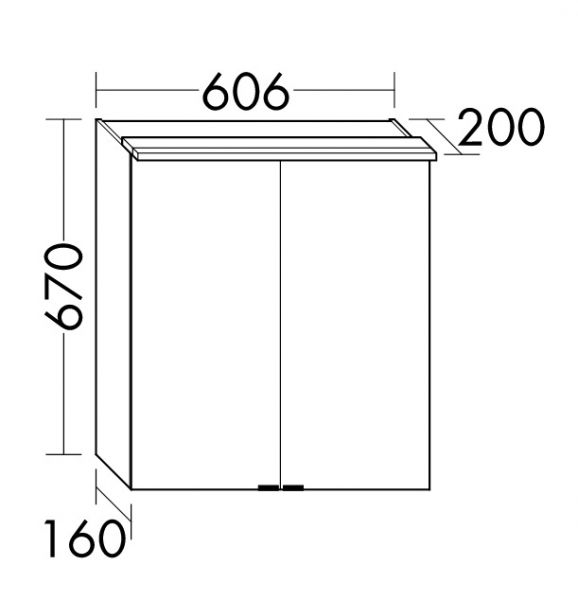 Burgbad Essence Spiegelschrank mit horizontaler LED-Beleuchtung und 2 Spiegeltüren, 60,6x67cm