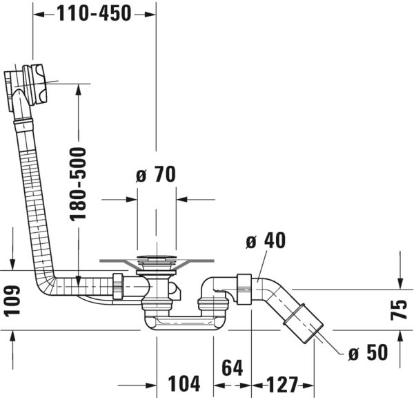 Duravit No.1 Ab- und Überlaufgarnitur 40x8x40cm, chrom
