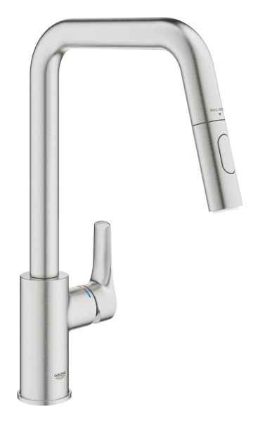 Grohe Eurosmart Einhand-Spültischbatterie mit herausziehbarer Dual Spülbrause, supersteel 30619DC0
