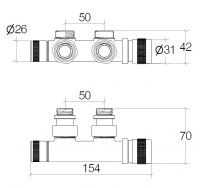 Vorschau: lineabeta CALIGO Anschluss-Set für Badheizkörper 50mm rechts, chrom