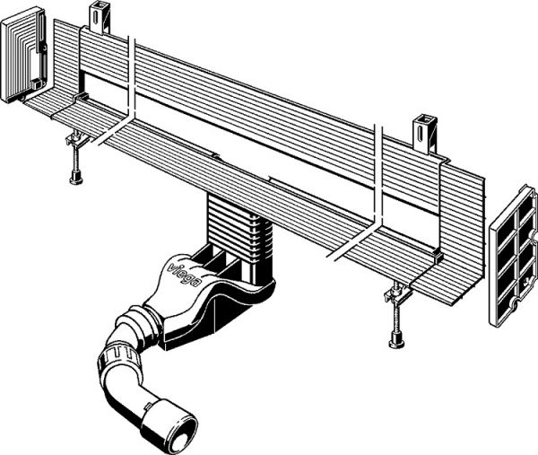 Viega Advantix Vario-Duschrinnen-​Grundkörper Wand, Einbauhöhe ab 90mm, Länge 300-1200mm