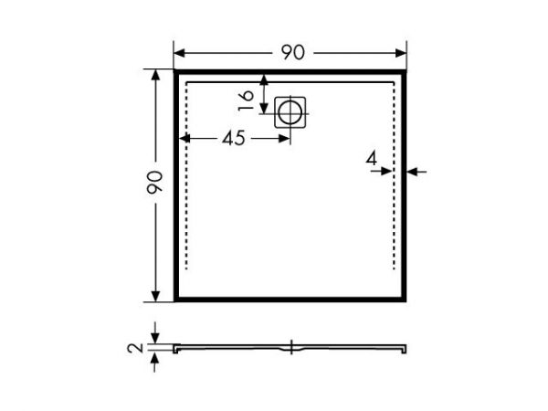 Polypex PLANO 90 Duschwanne 90x90x2cm