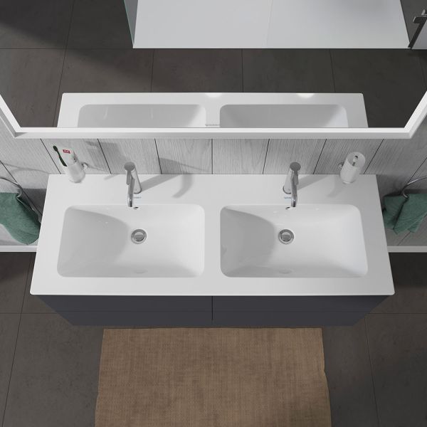 Duravit ME by Starck Doppelwaschtisch 130x49cm, 2 Hahnlöcher, mit Überlauf, weiß 2336130000