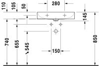 Vorschau: Duravit DuraSquare Waschtisch rechteckig 60x47cm, mit Hahnloch, ohne Überlauf, mit WonderGliss, weiß