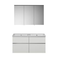 Vorschau: Burgbad Eqio Slim Badmöbel-Set 122cm mit LED-Spiegelschrank, Doppelwaschtisch & Unterschrank, weiß SHCR122