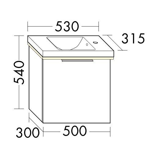 Burgbad Eqio Gästebad Handwaschbecken 53cm mit Unterschrank & LED-Beleuchtung