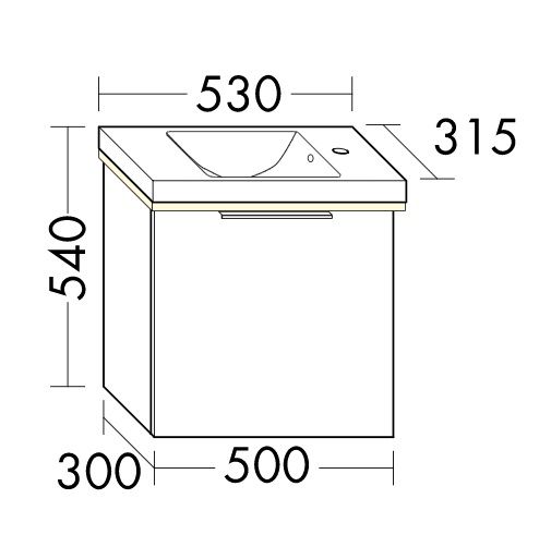 Burgbad Eqio Gästebad Handwaschbecken 53x31,5cm mit Unterschrank & LED-Beleuchtung