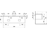 Vorschau: Laufen IL BAGNO ALESSI One Schubladenelement 1600, 2 Hahnlöcher, 2 Ausschnitte, zu WT H818975/6/7/8