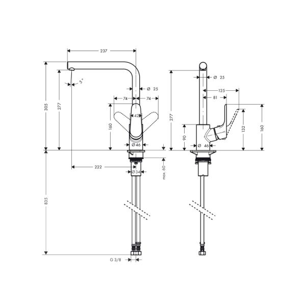 Hansgrohe Focus M41 Küchenarmatur 280, Eco, chrom 31827000