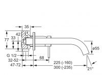 Vorschau: Hansa Hansapublic Fertigmontageset Waschtisch-Einhand-Wandbatterie, Ø 26mm, Ausladung 225mm, chrom