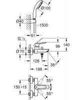 Vorschau: Grohe Start Quick-Fix Einhand-Wannenbatterie mit Vitalio Brausegarnitur, chrom