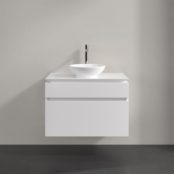 Villeroy&Boch Legato Waschtischunterschrank 80x50cm für Aufsatzwaschtisch, 2 Auszüge glossy white B57000Dh