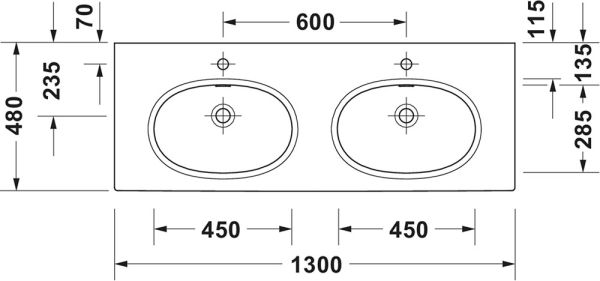 Duravit Balcoon Doppel-Waschtisch 130cm, clay terra matt