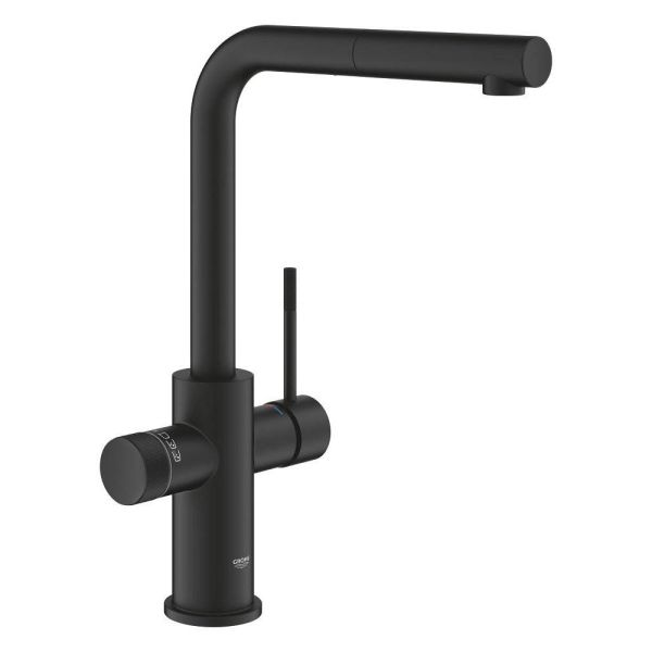 Grohe Blue 5-in-1-Armatur, L-Auslauf, ausziehbar, phantom black 104430KF01