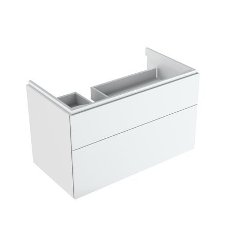 Geberit Xeno² Waschtischunterschrank 88x53cm mit 2 Schubladen, Siphonausschnitt links