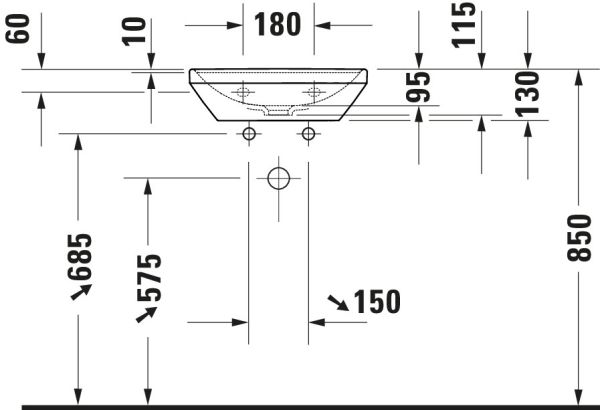 Duravit D-Neo Handwaschbecken rechteckig 45x33,5cm, mit WonderGliss, weiß 07384500701