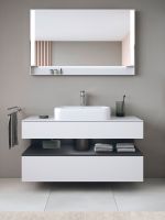 Duravit Qatego Unterschrank für Aufsatzbecken 120x55cm in weiß supermatt , mit offenem Fach in graphit supermatt Antifingerprint QA4732