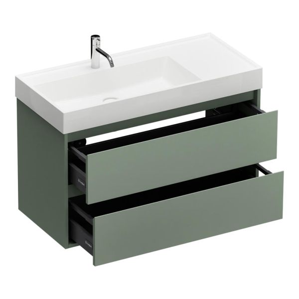 Burgbad Devio Mineralguss-Waschtisch 100cm mit Unterschrank, 2 Auszüge
