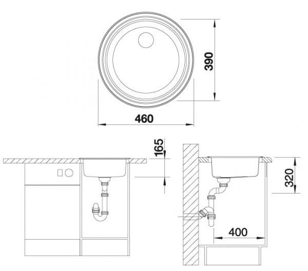 Blanco Rondosol Edelstahlspüle mit 3 ½'' Stopfenventil, edelstahl bürstenfinish