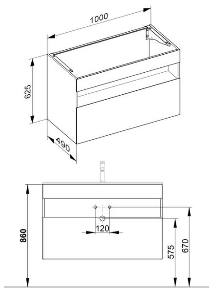 Keuco Stageline Waschtischunterbau f. Keramik-Waschtisch m. Frontauszug, o. Elektrik, 100x62,5x49cm 328721800001