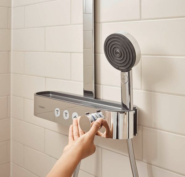 Hansgrohe Pulsify S Showerpipe 260 2jet mit Brausethermostat ShowerTablet Select 400, chrom 24240000