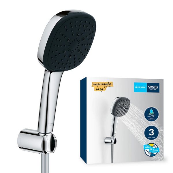 Grohe QuickFix Vitalio Comfort 110 Wandhalter mit Handbrause (3 Strahlarten) & Schlauch chrom 26176001