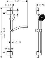 Vorschau: hansgrohe Activera Select S Duschset 95 2jet EcoSmart mit Duschstange Varia 72cm, chrom