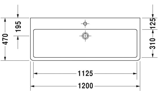 Duravit Vero Waschtisch 120x47cm, mit 1 Hahnloch, mit Überlauf, WonderGliss, geschliffen, weiß 04541200271