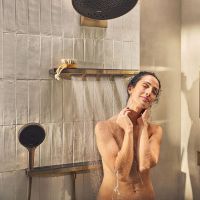 Vorschau: hansgrohe Rainfinity Duschkopf 130, 3 Strahlarten, wassersparend, brushed bronze