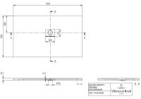 Vorschau: Villeroy&Boch Squaro Infinity Quaryl®-Duschwanne, Eckeinbau rechts gegen Wand, 150x90cm, techn. Zeichnung