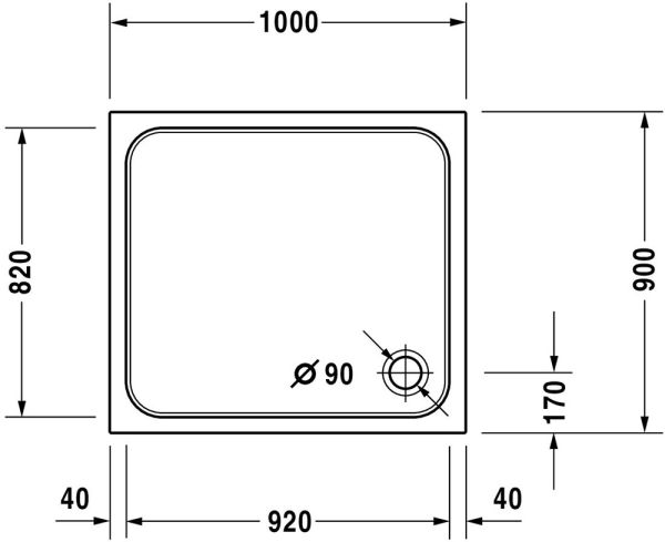 Duravit D-Code Duschwanne rechteckig 90x100cm, Sanitäracryl, weiß