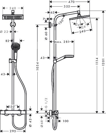 Hansgrohe Crometta E 240 1jet Showerpipe EcoSmart 9 l/min, chrom