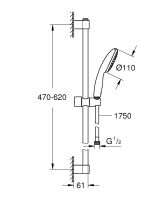 Vorschau: Grohe Tempesta 110 Brausestangenset 60cm, 1 Strahlart, wassersparend, chrom