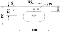 Vorschau: Duravit Viu Waschtisch rechteckig 83x49cm, mit Überlauf, mit verschließbarem Ablaufventil, weiß 2344830000