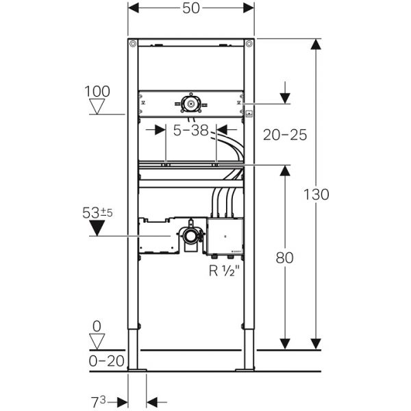 Geberit Duofix Element für Waschtisch, 130cm, Wandarmatur mit UP-Funktionsbox