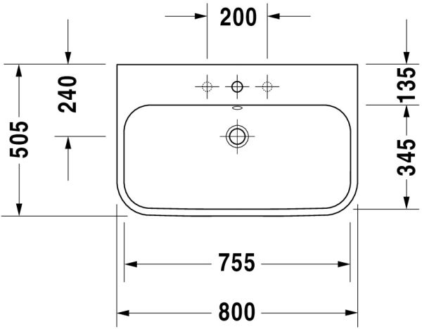 Duravit Happy D.2 Waschtisch 80x50,5cm mit Hahnloch und Überlauf, geschliffen, weiß 2318800027