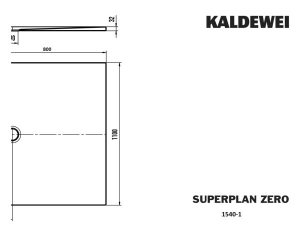 Kaldewei Superplan Zero bodenebene Rechteck-Duschfläche 80x110cm Mod.1540-1