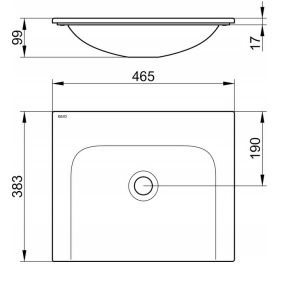 Keuco X-Line Waschtisch ohne Hahnlochbohrung, 46x17cm