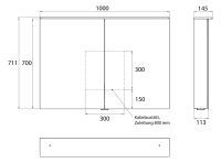 Vorschau: emco flat 2 LED-Spiegelschrank 100cm mit Waschtischbeleuchtung, 2 Türen