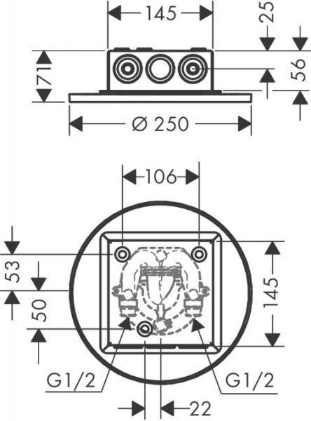 Axor ShowerSolutions Kopfbrause 250 1jet Decke - Auf-/Unterputz