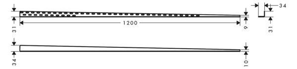 Hansgrohe RainTurn Neigungsprofil mit linkem oder rechtem Seitenanschluss, verstellbar, edelstahl