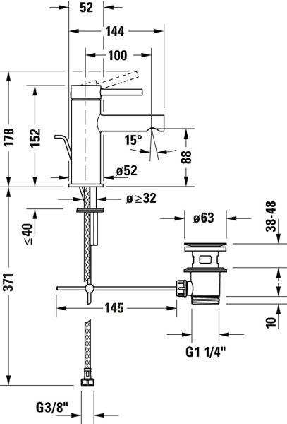 Duravit Circle Waschtischarmatur S mit Ablaufgarnitur, chrom