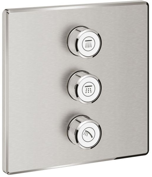 Grohe Grohtherm SmartControl 3-fach Unterputzventil, Fertigmontageset eckig, supersteel 29127DC0